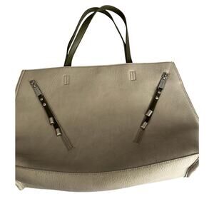 Steve Madden Tan Tote w Khaki / Green Handles & Embellishments - Chic /Classic